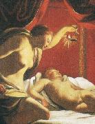 Simon Vouet Psyche betrachtet den schlafenden Amor Sweden oil painting reproduction